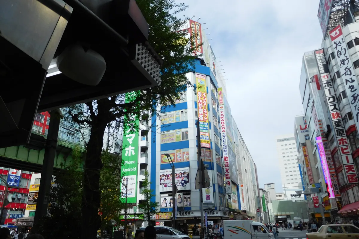 The main shopping avenue of Akihabara lined with electronics and anime stores